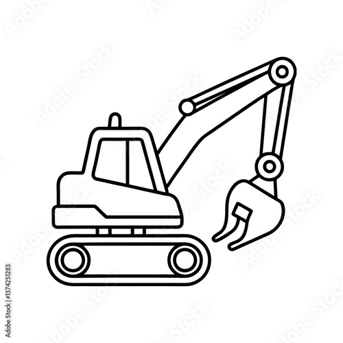 Excavator coloring page for kids  line art illustration