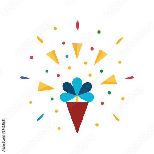 Exploding confetti prank vector illustration