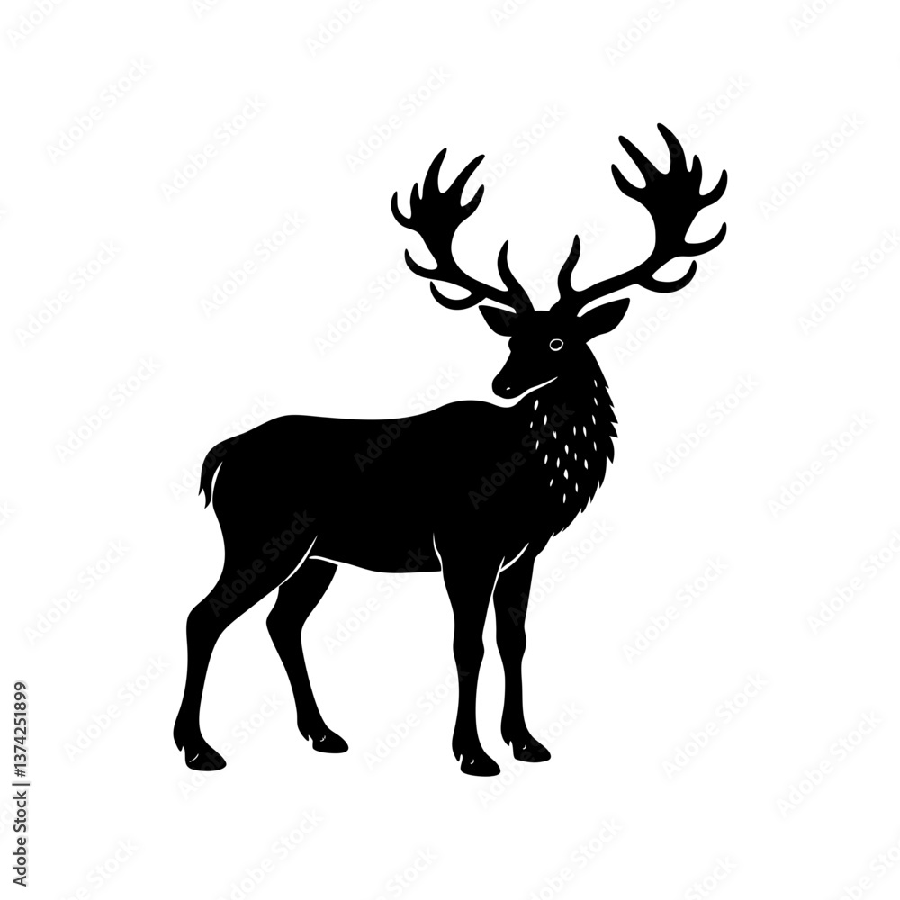 Fototapeta premium Extinct animal Irish Elk silhouette vector illustration