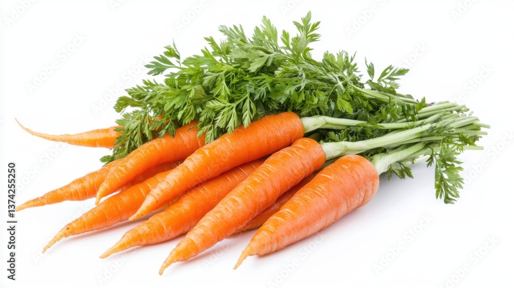 Fresh carrots, white background. Generative AI Fresh carrots, white background. Generative AI