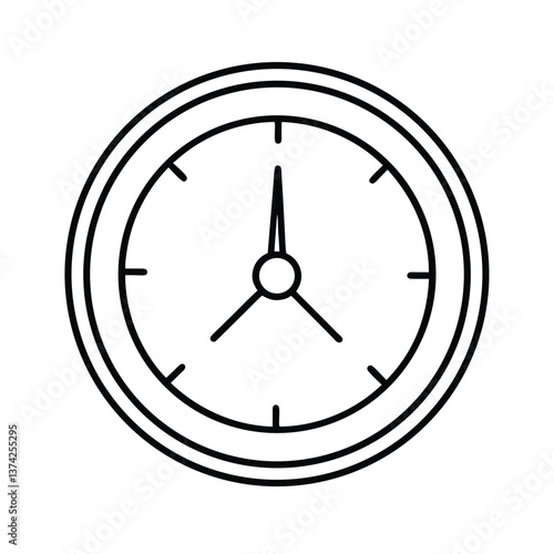Simple Analog Clock Design Time, Hour, Minute, Second, Hands, Dial, Face, Circle, Outline