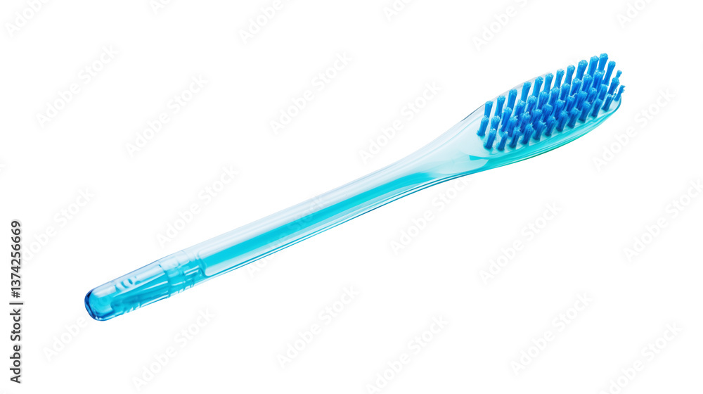 Close up of a blue and white toothbrush on black background Close up of a blue and white toothbrush on black background