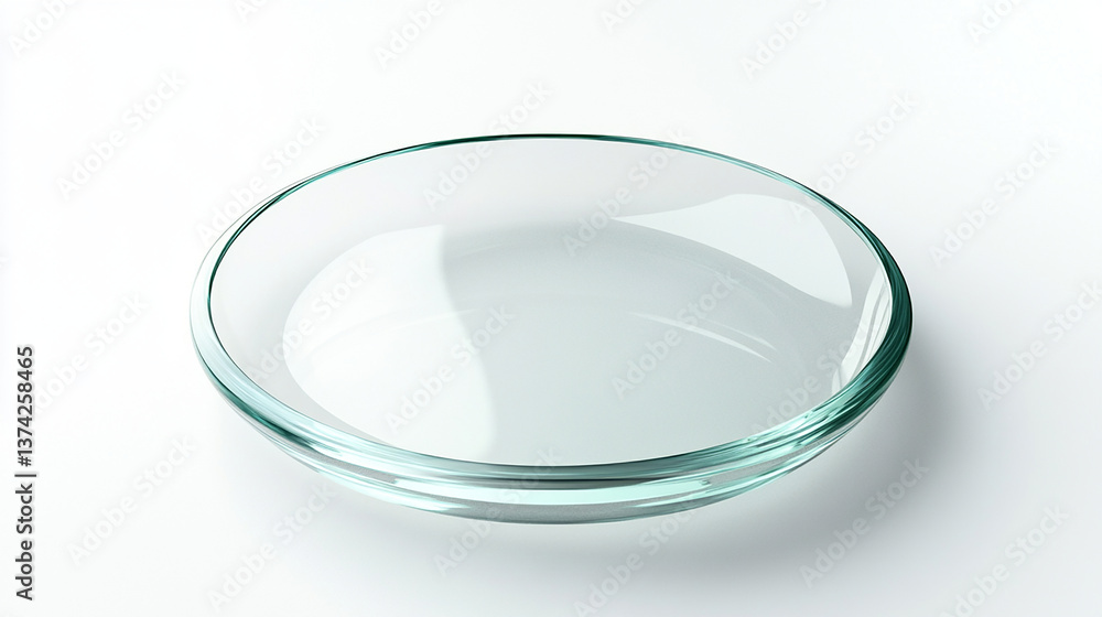 Round glass plate with light reflections floating on Round glass plate with light reflections floating on