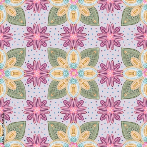 Embroidery pattern, Colorful lines, beautiful, can be used as wallpaper, background or clothing.