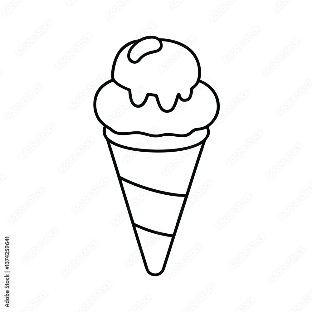 Sweet Ice Cream Cone Dessert, Summer Treat, Delicious, Creamy Sweet Ice Cream Cone Dessert, Summer Treat, Delicious, Creamy