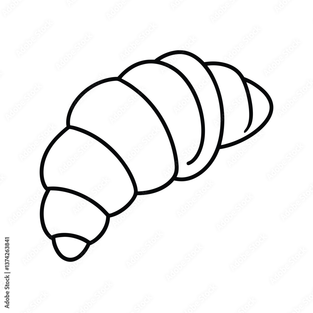 Simple Line Drawing of a Delicious Buttery Croissant Pastry Simple Line Drawing of a Delicious Buttery Croissant Pastry