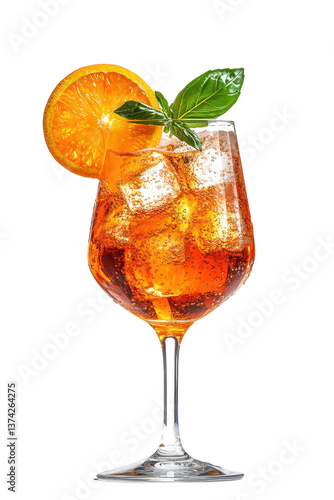 Isolated Italian Aperol Spritz with Ice