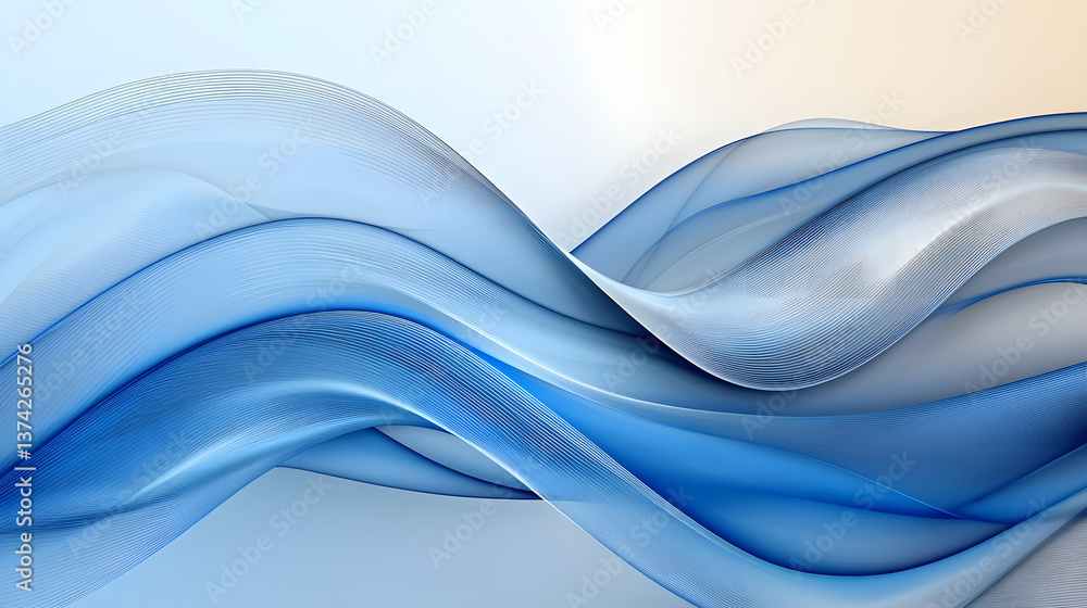 Fototapeta premium Dynamic abstract waves in clean business blue tones for professional branding visual media digital design creative context