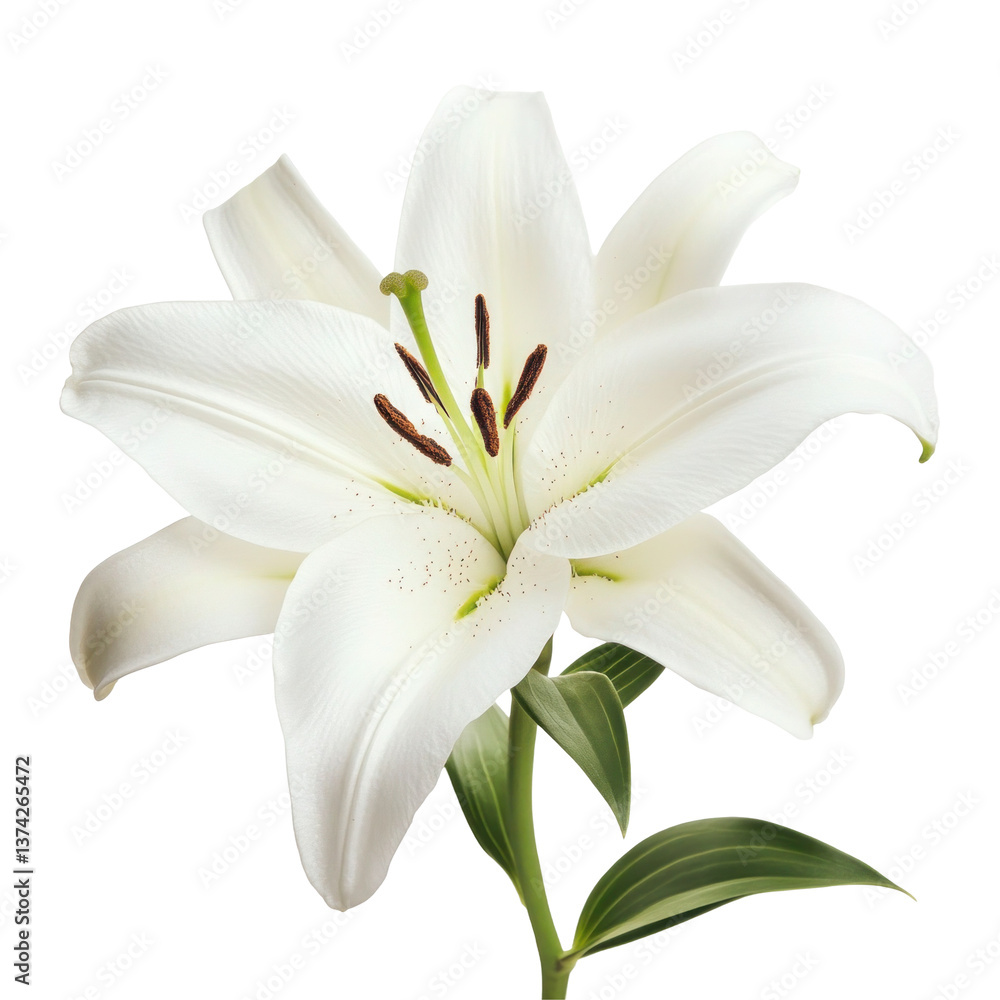 White lily flower with delicate petals isolated on transparent background Generative Ai White lily flower with delicate petals isolated on transparent background Generative Ai