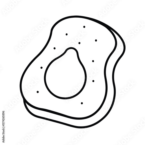Line art drawing of a simple avocado toast slice