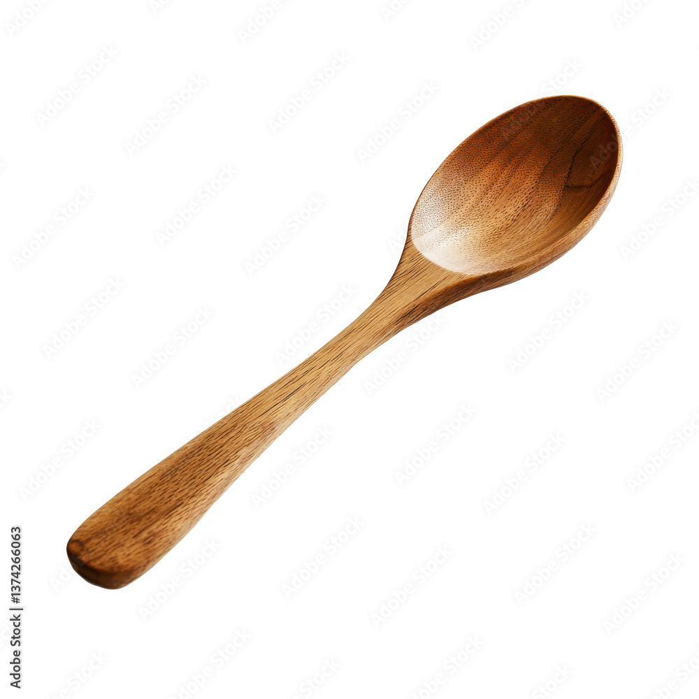 Minimalist wooden kitchen spoon with curved handle and warm tones Minimalist wooden kitchen spoon with curved handle and warm tones