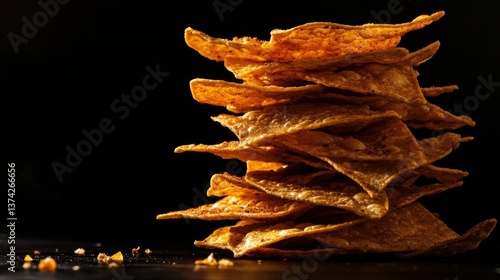 Nachos tortilla chips stack. Generative AI