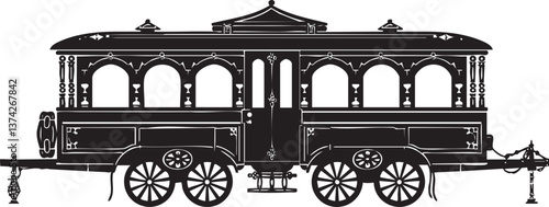 Vintage tram vector illustration for historical or urban design themes.