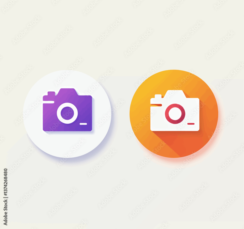 Camera Icon Set: Purple and Orange Photography Symbols Camera Icon Set: Purple and Orange Photography Symbols