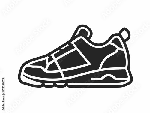 Running sneaker icon in bold black and white style