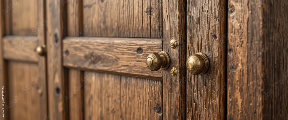 Fototapeta premium Macro Shot of a Vintage Wooden Book Cabinet Isolated on White, Emphasizing Texture and Craftsmanship.