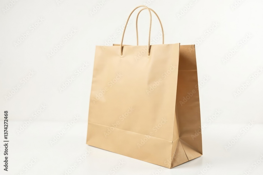 Empty brown paper shopping bag isolated on white background , brown bag, design element Empty brown paper shopping bag isolated on white background , brown bag, design element