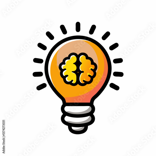 Lightbulb with Brain Symbolizing Ideas and Creativity  