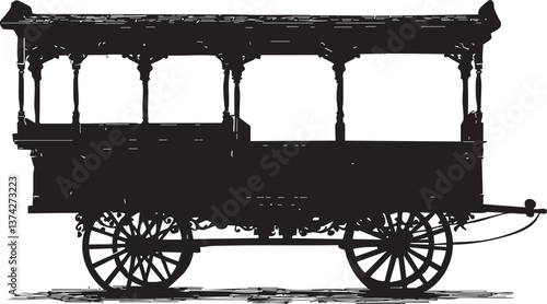Vintage wagon silhouette for retro-themed designs and historical transportation concepts.
