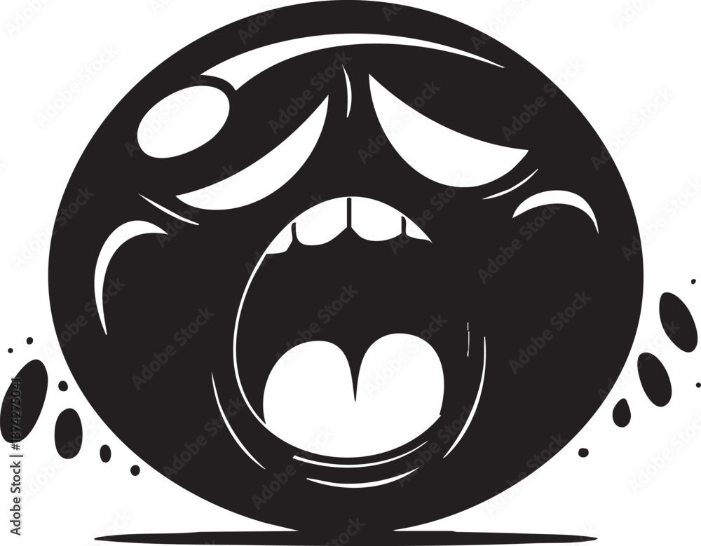 Crying emoji illustration with dramatic expression for emotional and expressive graphic designs. Crying emoji illustration with dramatic expression for emotional and expressive graphic designs.
