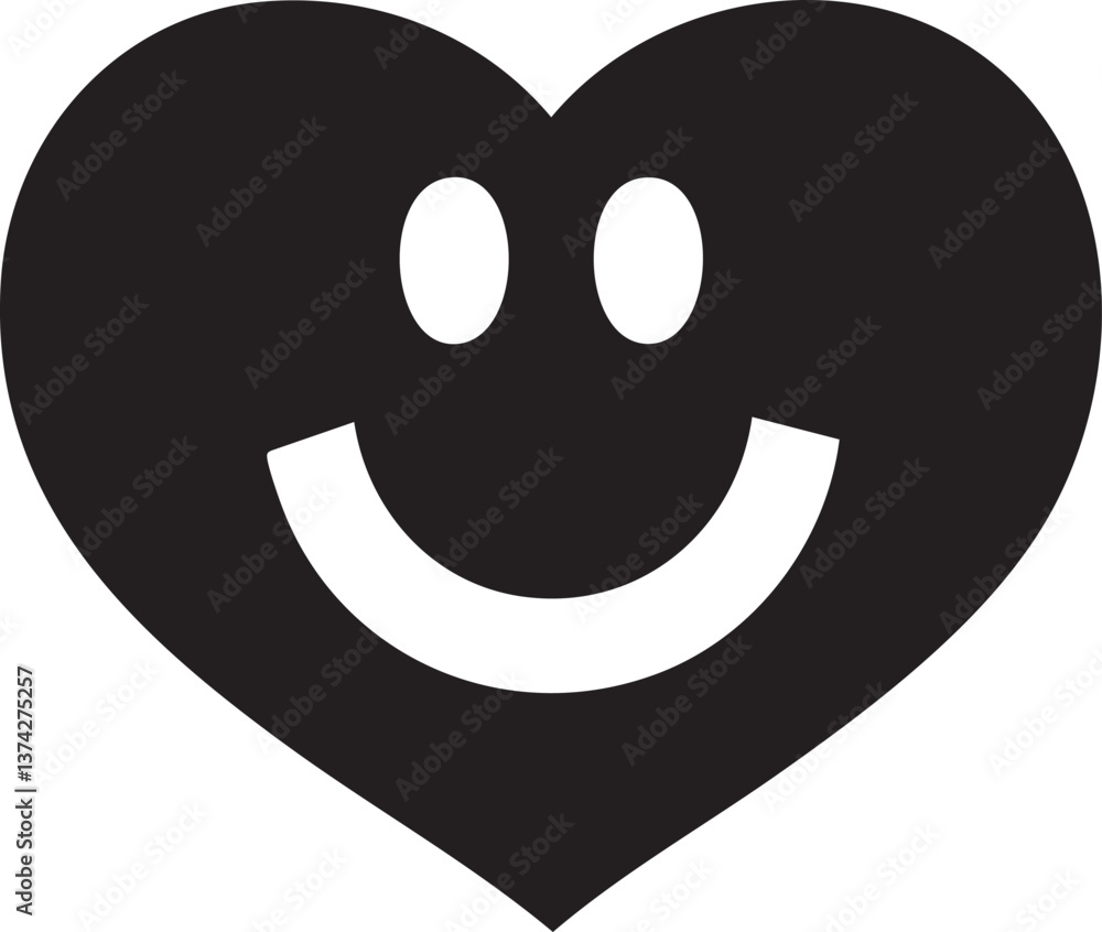 Heart-shaped smiley face icon for love and happiness themes. Heart-shaped smiley face icon for love and happiness themes.