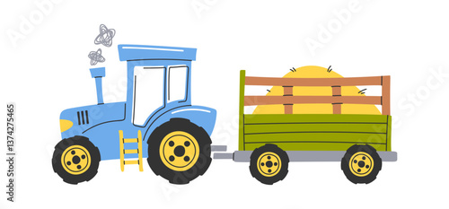 Rural tractor shipping dried hay
