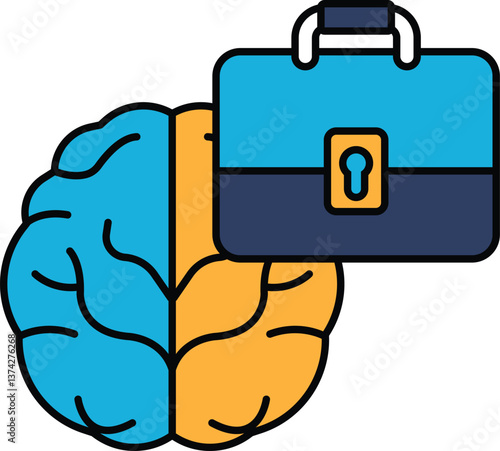 A brain and briefcase are shown together