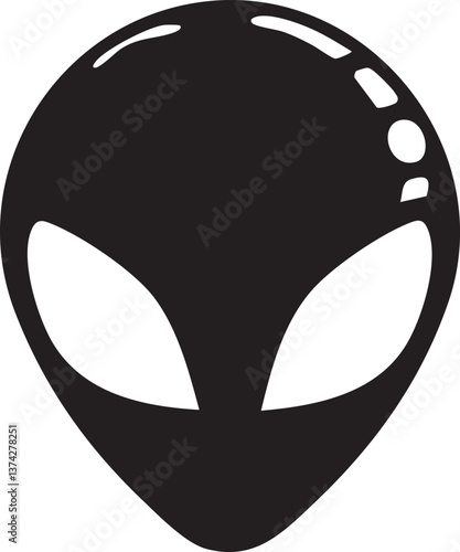 Minimalist alien head silhouette vector for sci-fi or cosmic themes.