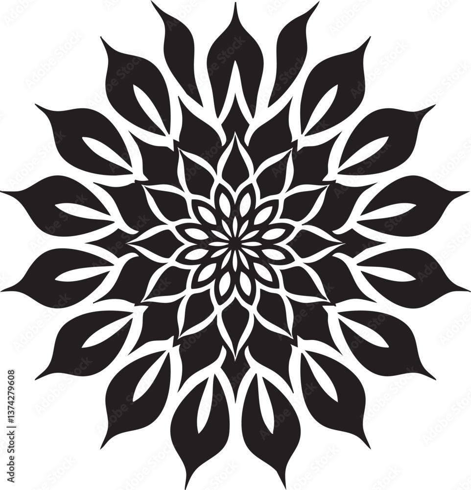 Intricate black and white mandala design for decorative and artistic use. Intricate black and white mandala design for decorative and artistic use.