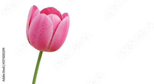 A beautiful pink tulip is shown against a soft backdrop