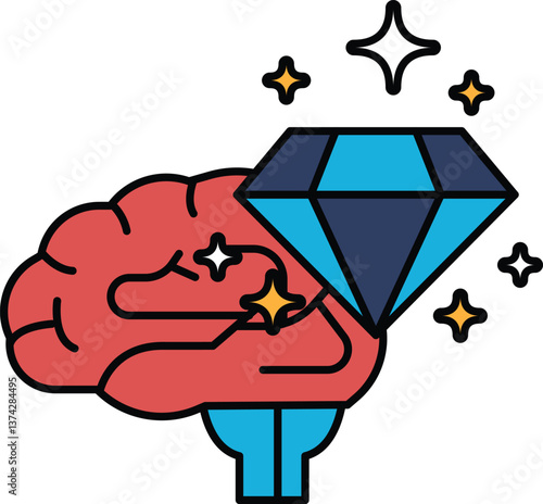 A brain with a diamond on top of it