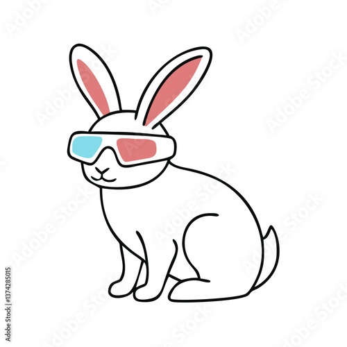 Easter bunny in VR goggles, playful design for modern celebrations and technology enthusiasts