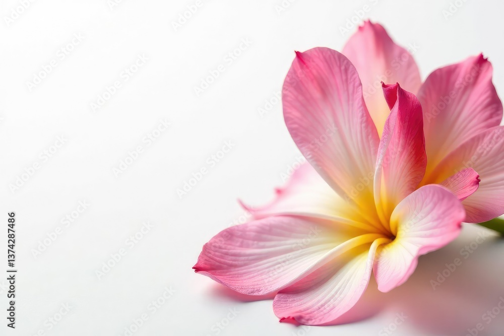 Delicate flower petals unfolded on a crisp white background, flowers, fresh Delicate flower petals unfolded on a crisp white background, flowers, fresh