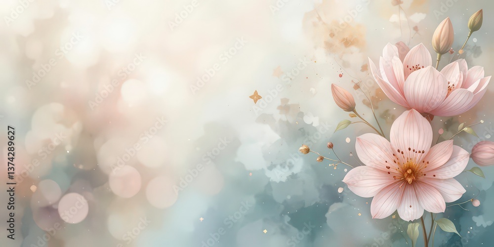 Abstract Floral Whispers Gentle Gradient Background with Subtle Gold Accents in a Contemporary Watercolor Style Abstract Floral Whispers Gentle Gradient Background with Subtle Gold Accents in a Contemporary Watercolor Style