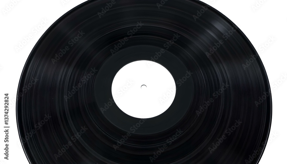 Obraz premium Spinning Vinyl Record, Black and White, Close-up, Music, Retro