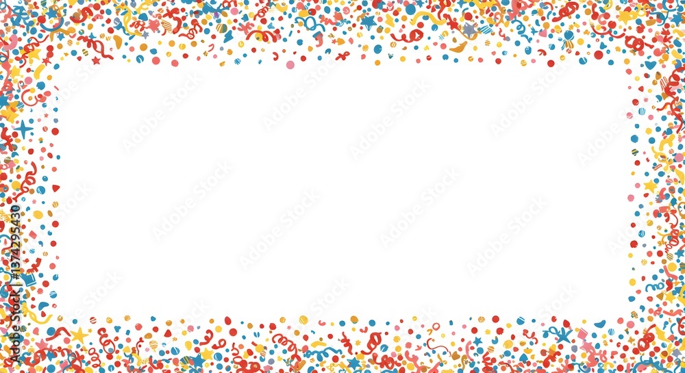 Fototapeta premium White Frame with Colorful Confetti Border