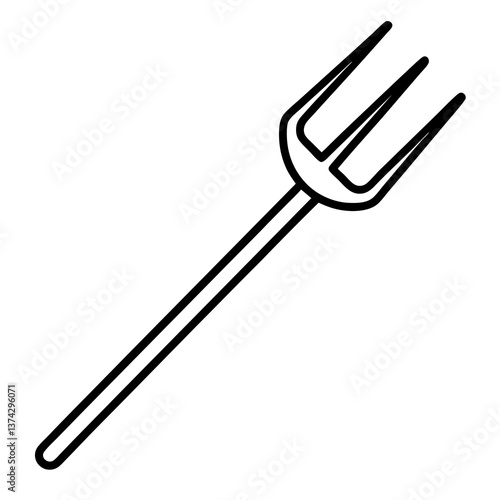 Clean pitchfork icon vector, ideal for farm logos, garden tools, and rustic design themes.
