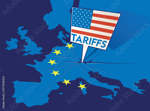 tariffs between the European Union and the United States of America. vector illustration