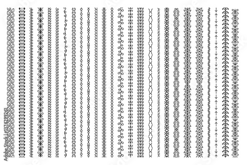 A Collection of Decorative Borders , Repeatable patterns with Vector Hand made designs, Seamless Borders