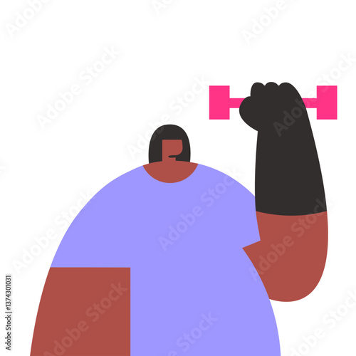 Disabled athletes in gym workout. Flat vector illustration in cartoon style.