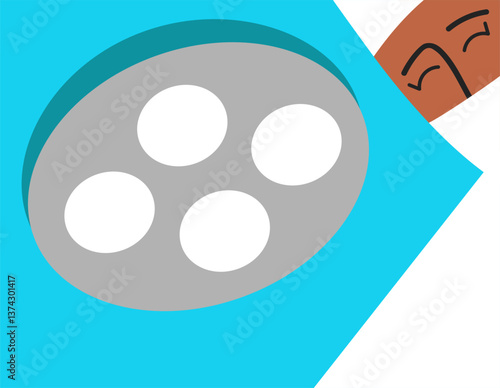 Black Man surgeon in operating room. Flat vector illustration in cartoon style.