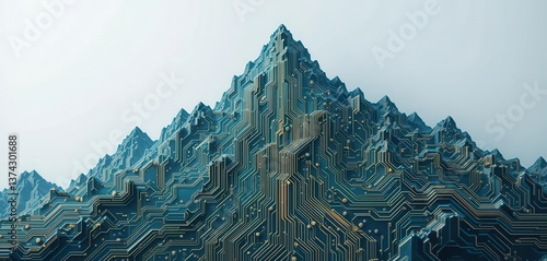  Abstract Circuit Board Pattern Shaping Mountain for Tech Industry