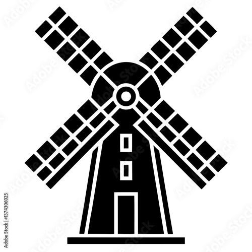 Windmill Icon - Clean and Minimalist Vector Illustration