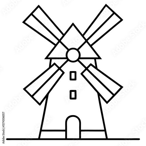 Windmill Icon - Clean and Minimalist Vector Illustration