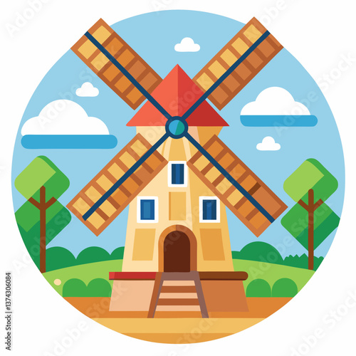 Windmill Icon - Clean and Minimalist Vector Illustration