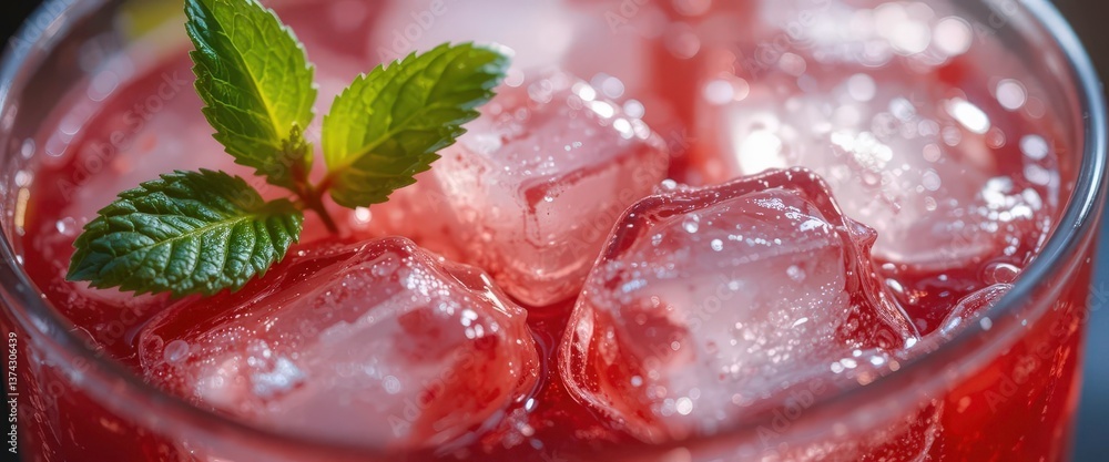Iced Hibiscus Detail Shot Macro View of Refreshing Beverage, Capturing the Beauty of Texture and Light Iced Hibiscus Detail Shot Macro View of Refreshing Beverage, Capturing the Beauty of Texture and Light