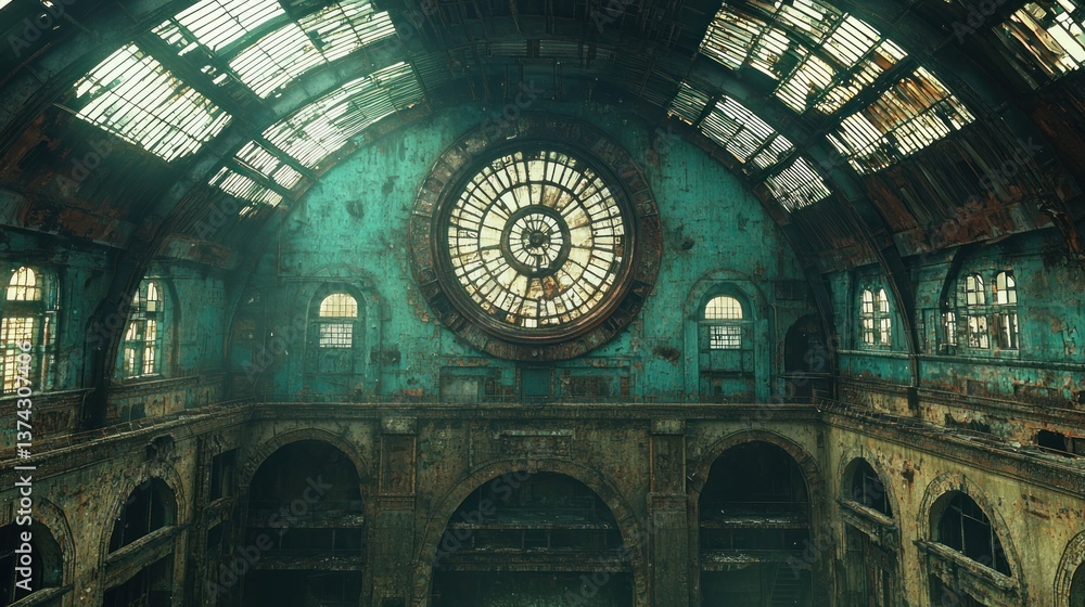 Obraz premium Decaying interior of a grand old building