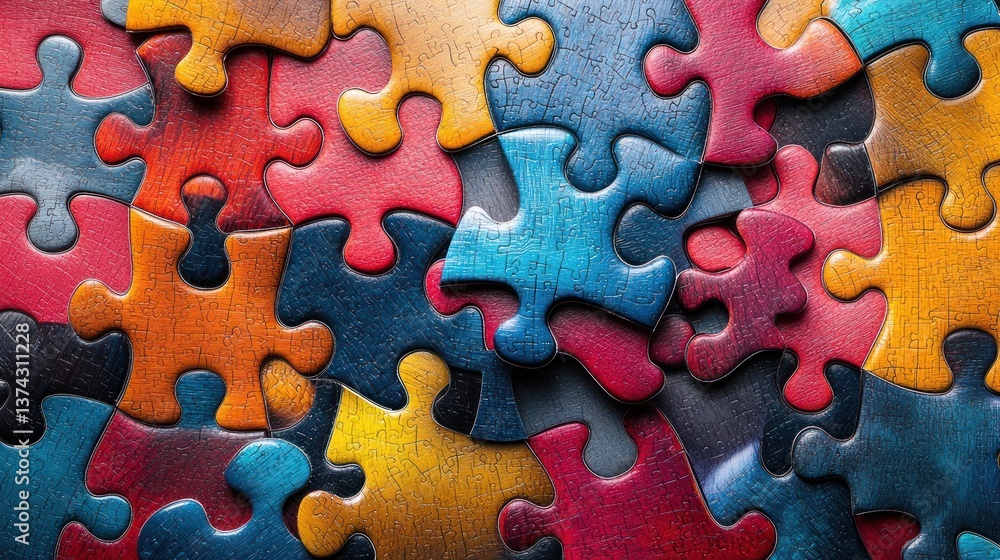 Fototapeta premium Colorful puzzle pieces close-up