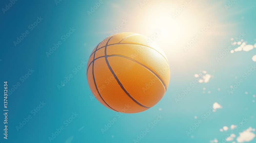 Fototapeta premium Basketball in sunny sky