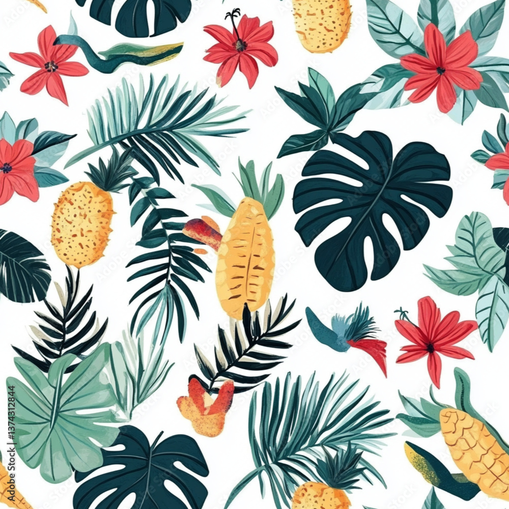seamless pattern, tile. Summer Fun Tropical seamless pattern, tile. Summer Fun Tropical
